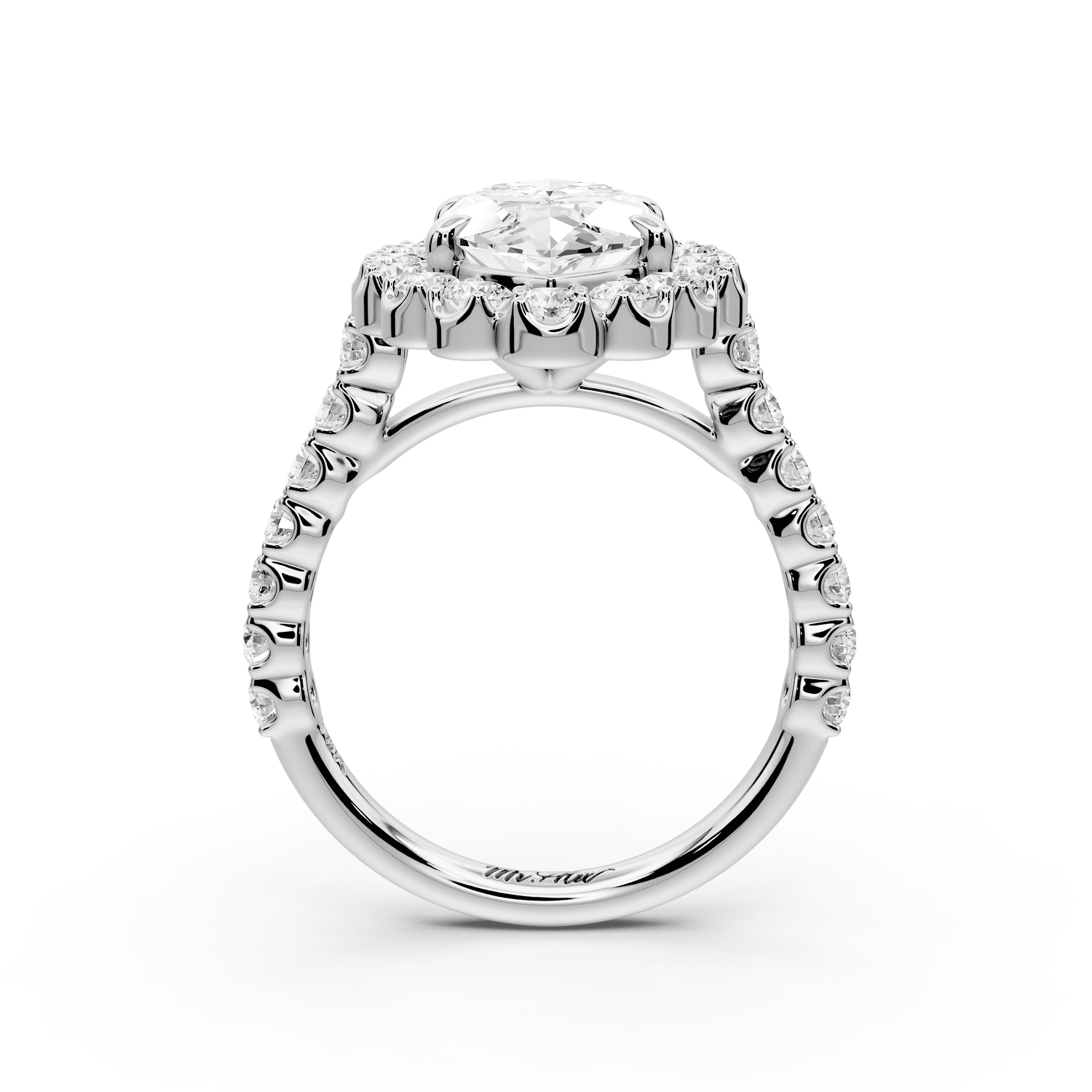 Anastasia - 3ct platinum marquise Diamond with Floral Halo and Pavé engagement Ring - Mr. Alex Jewelry