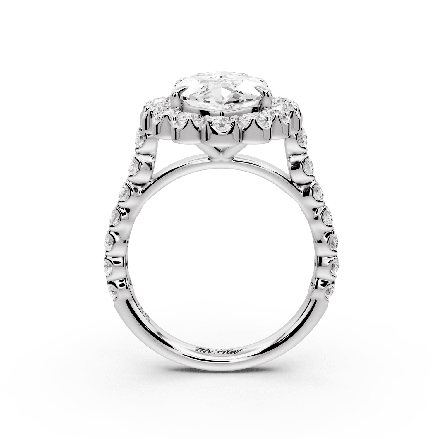 Anastasia - 4ct 14k white gold marquise Diamond with Floral Halo and Pavé engagement Ring - Mr. Alex Jewelry