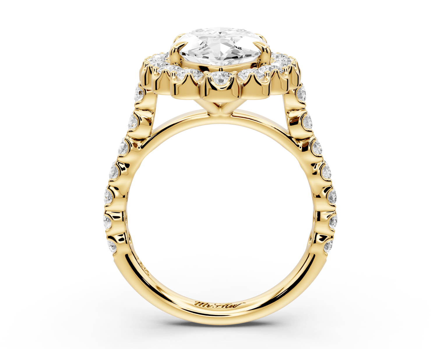 Anastasia - 4ct 14k yellow gold marquise Diamond with Floral Halo and Pavé engagement Ring - Mr. Alex Jewelry