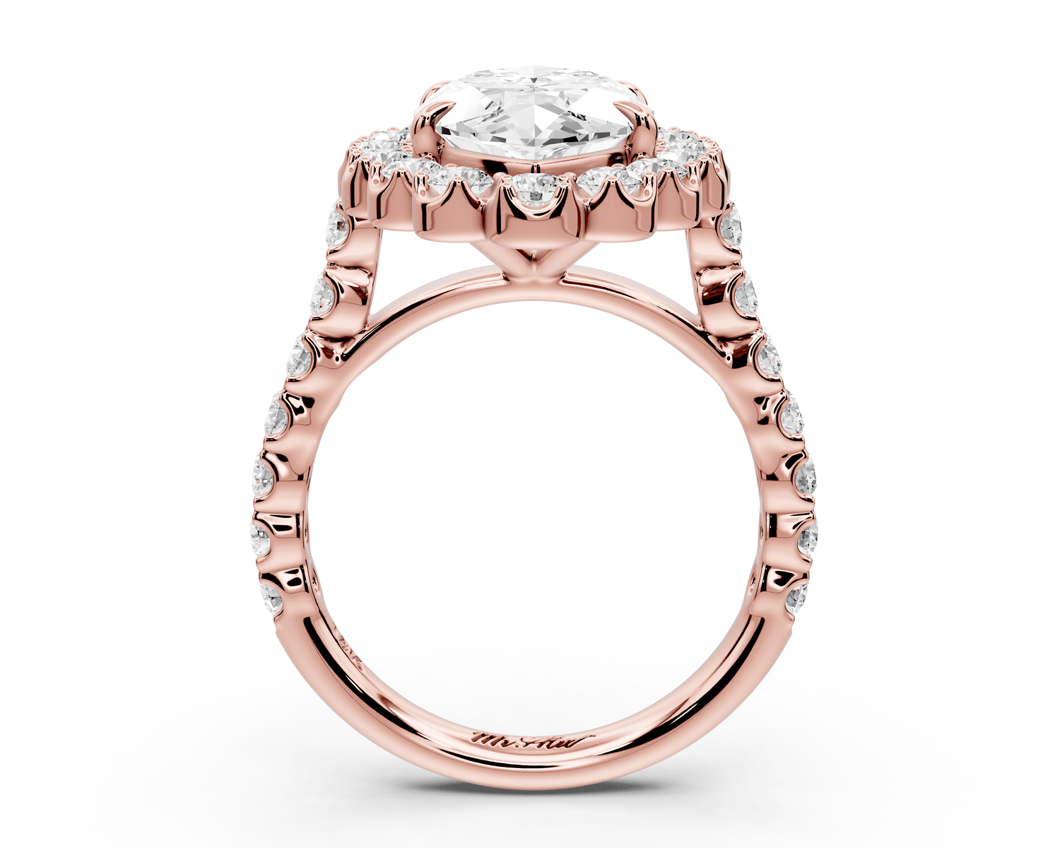 Anastasia - 4ct 18k rose gold marquise Diamond with Floral Halo and Pavé engagement Ring - Mr. Alex Jewelry