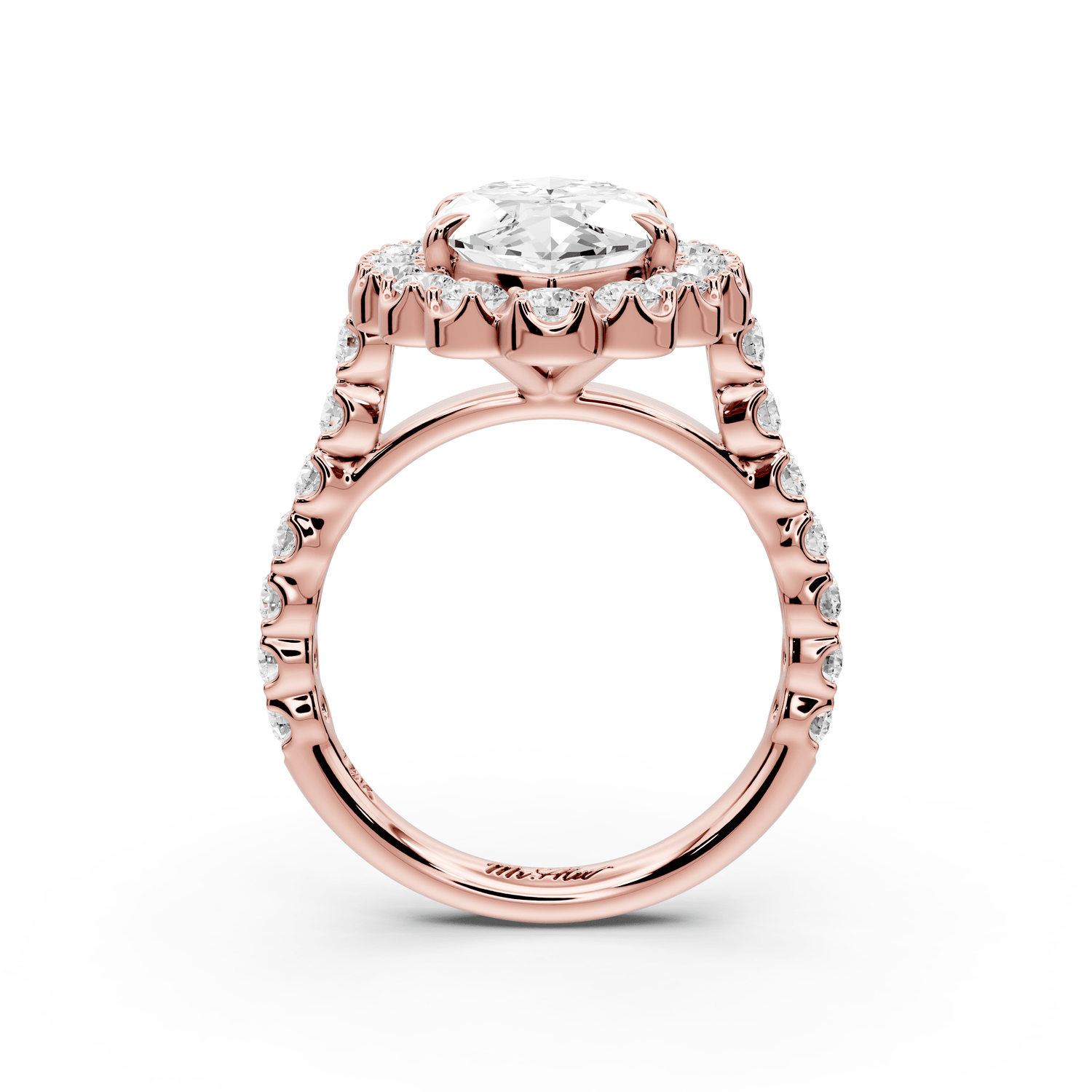 Anastasia - 4ct 18k rose gold marquise Diamond with Floral Halo and Pavé engagement Ring - Mr. Alex Jewelry