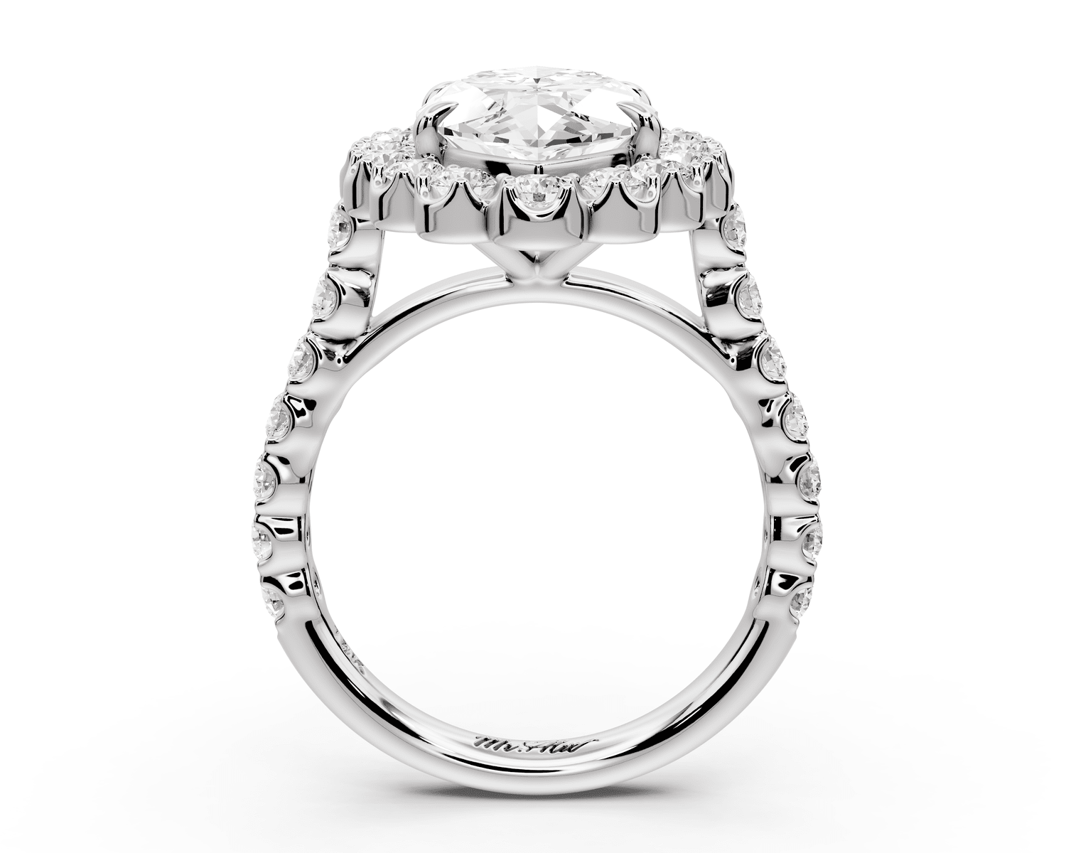Anastasia - 4ct 18k white gold marquise Diamond with Floral Halo and Pavé engagement Ring - Mr. Alex Jewelry