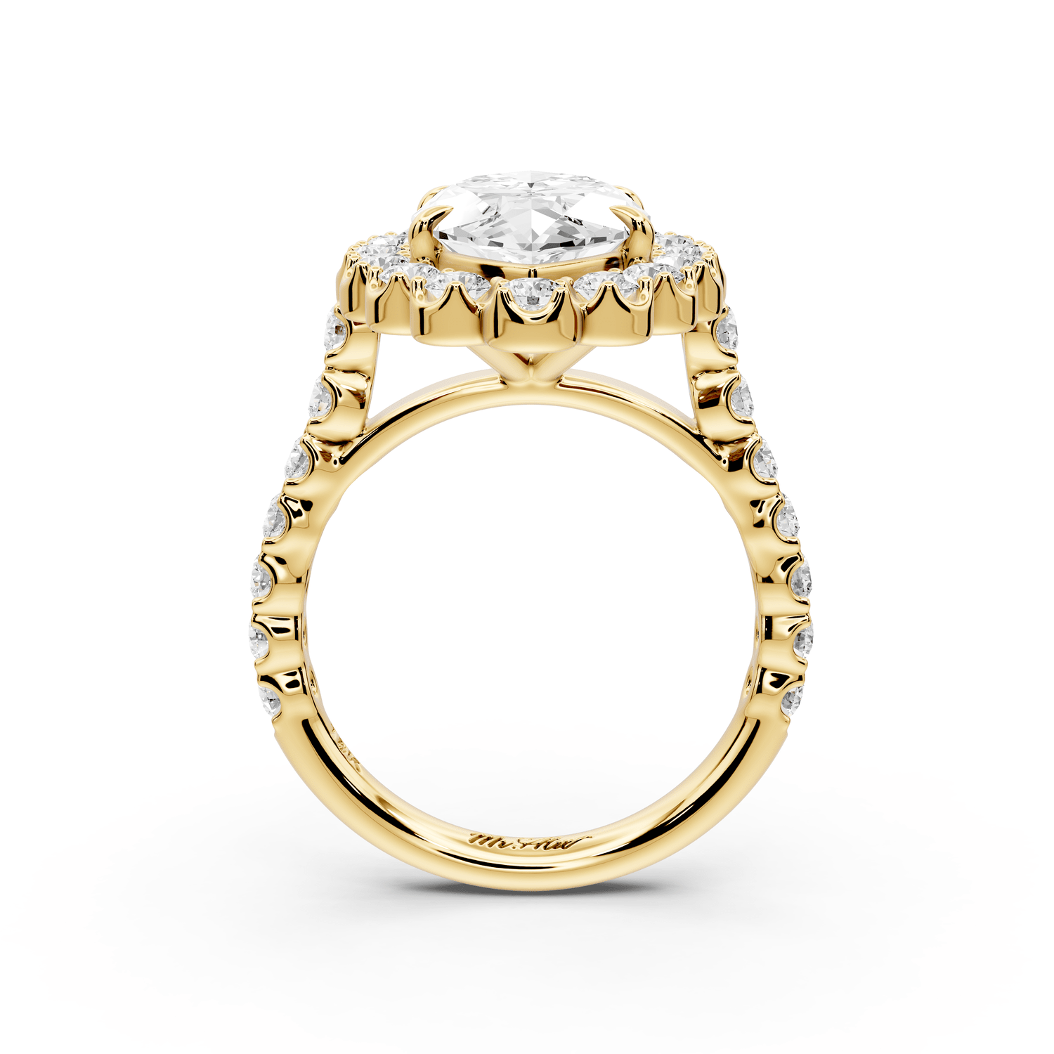 Anastasia - 4ct 18k yellow gold marquise Diamond with Floral Halo and Pavé engagement Ring - Mr. Alex Jewelry