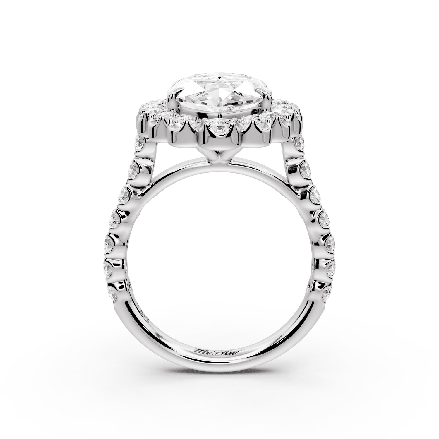 Anastasia - 5ct 14k white gold marquise Diamond with Floral Halo and Pavé engagement Ring - Mr. Alex Jewelry