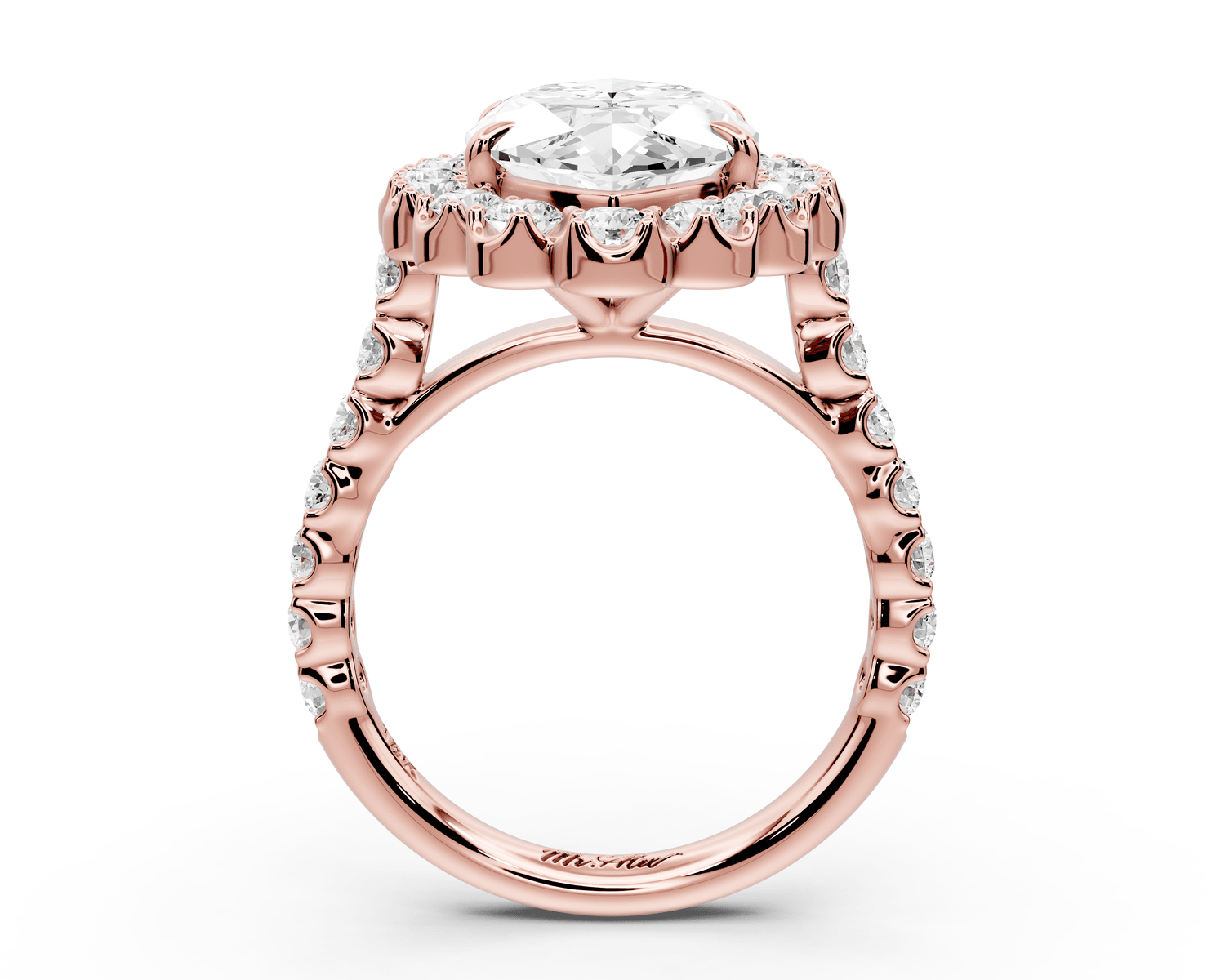 Anastasia - 5ct 18k rose gold marquise Diamond with Floral Halo and Pavé engagement Ring - Mr. Alex Jewelry