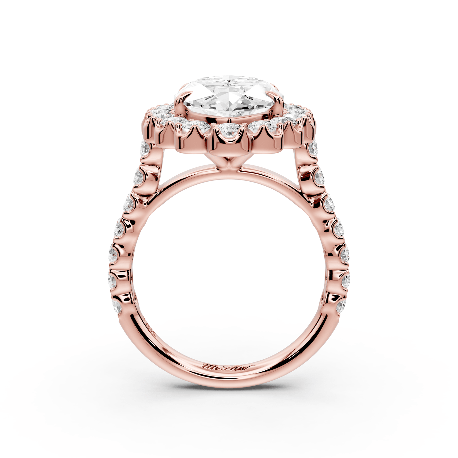 Anastasia - 5ct 18k rose gold marquise Diamond with Floral Halo and Pavé engagement Ring - Mr. Alex Jewelry