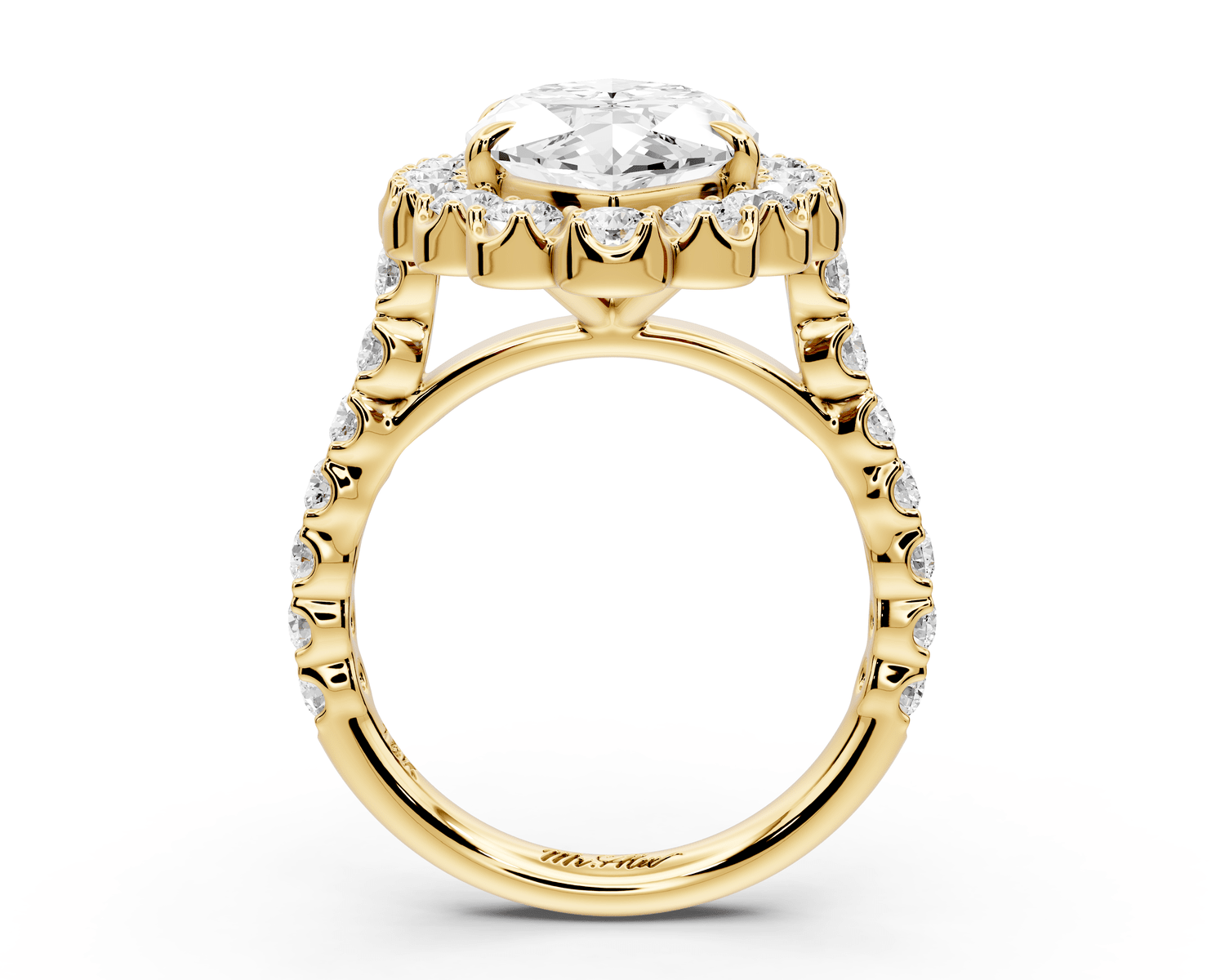 Anastasia - 5ct 18k yellow gold marquise Diamond with Floral Halo and Pavé engagement Ring - Mr. Alex Jewelry