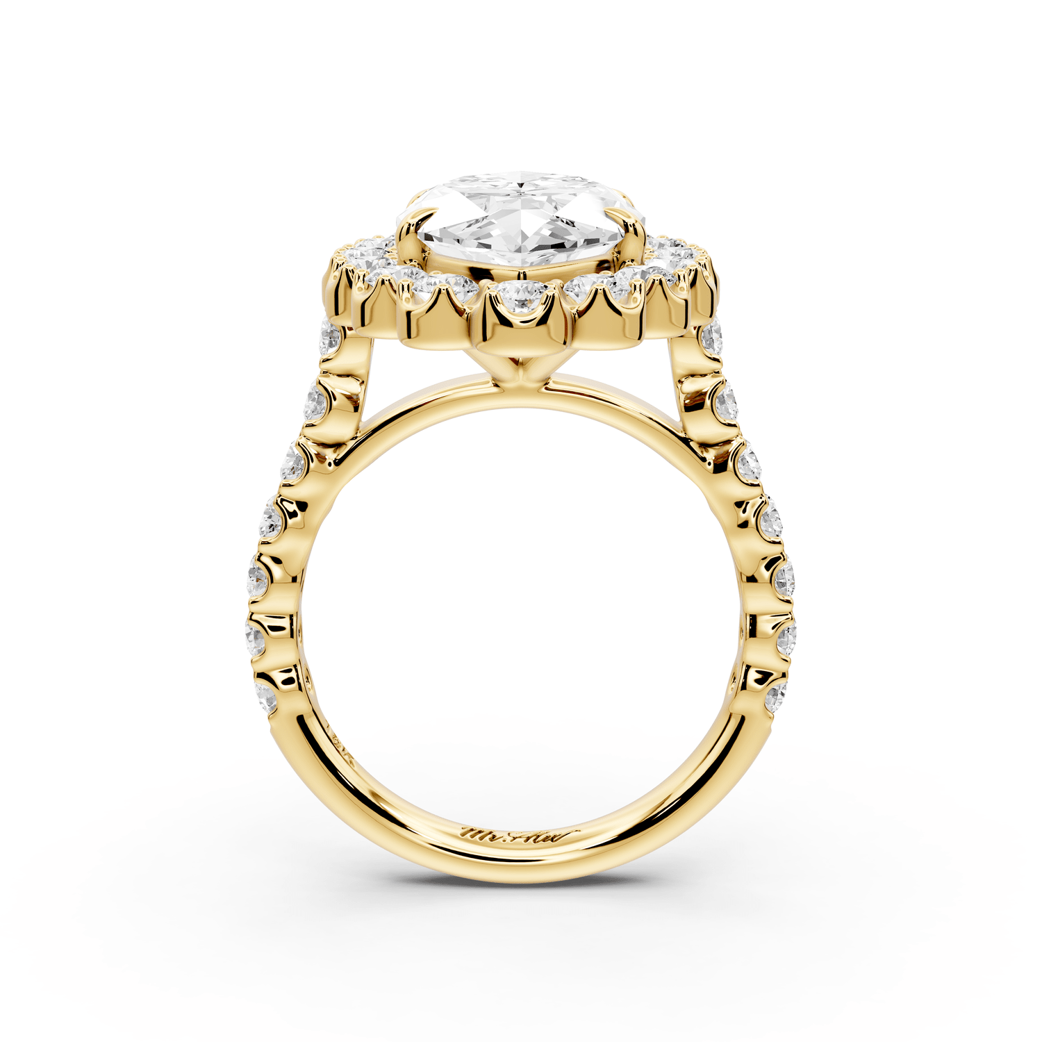 Anastasia - 5ct 18k yellow gold marquise Diamond with Floral Halo and Pavé engagement Ring - Mr. Alex Jewelry