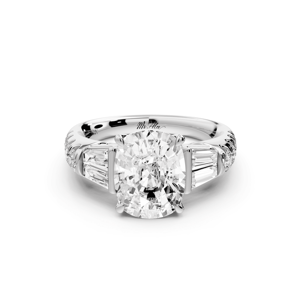 Aria - 3ct 18k white gold Elongated Cushion Diamond with tapered