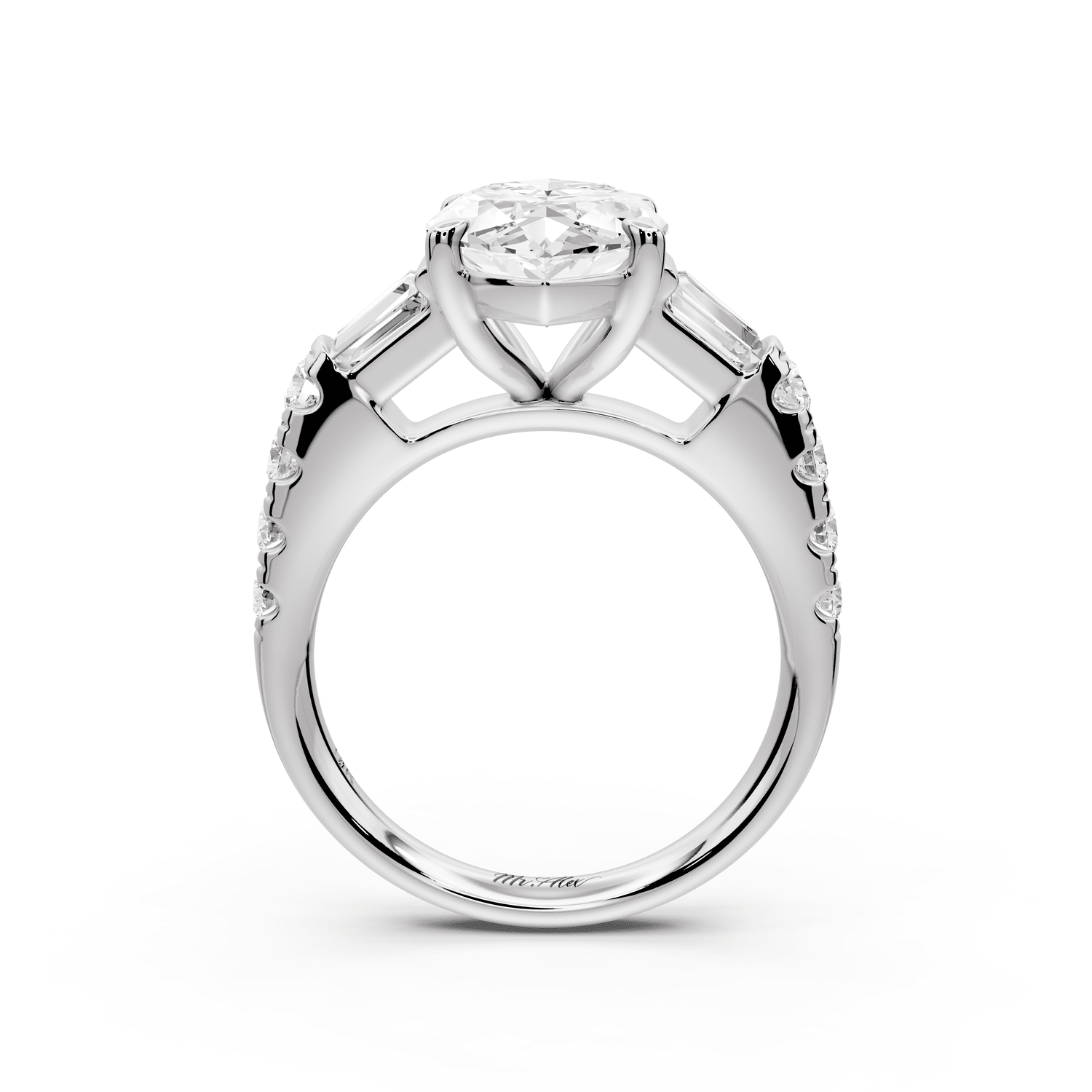 Aria - 4ct platinum marquise Diamond with tapered baguettes and round accent stones engagement ring - Mr. Alex Jewelry