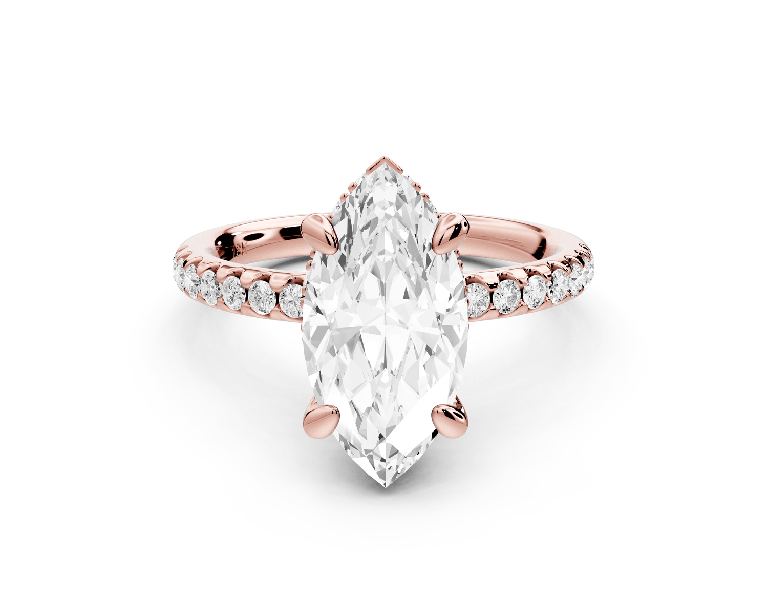 Arina - 2ct 14k rose gold marquise Diamond with a wrap around halo and pavé engagement ring - Mr. Alex Jewelry