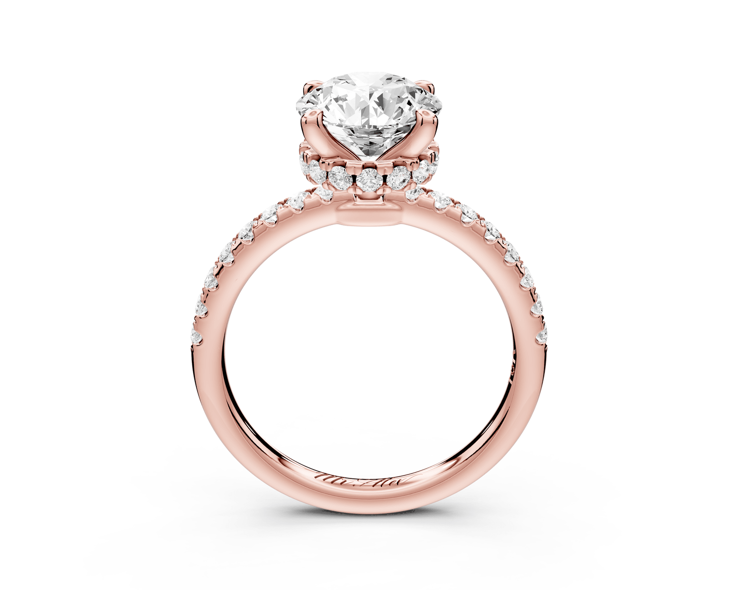 Arina - 2ct 14k rose gold round Diamond with a wrap around halo and pavé engagment ring - Mr. Alex Jewelry