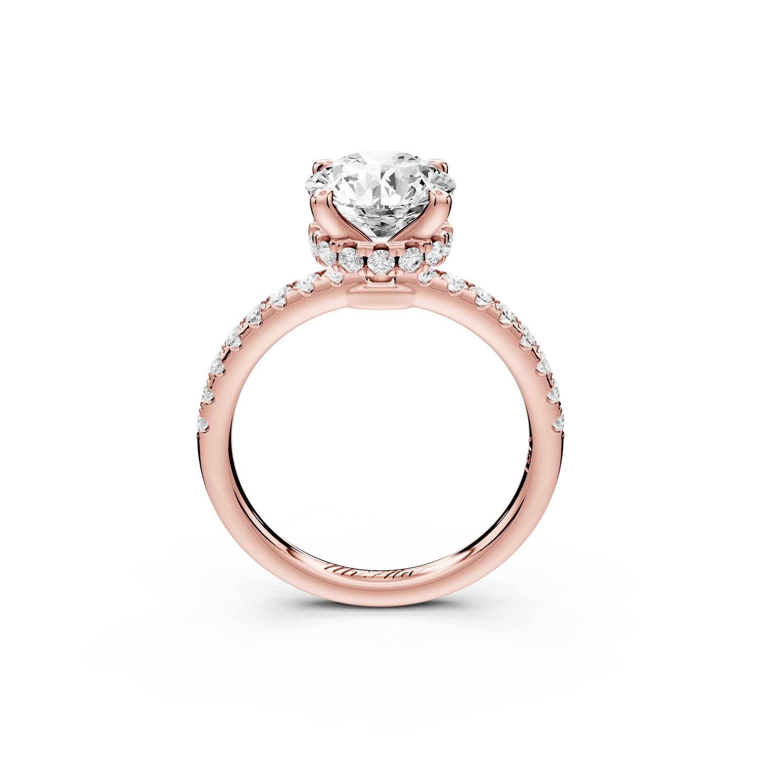 Arina - 2ct 14k rose gold round Diamond with a wrap around halo and pavé engagment ring - Mr. Alex Jewelry