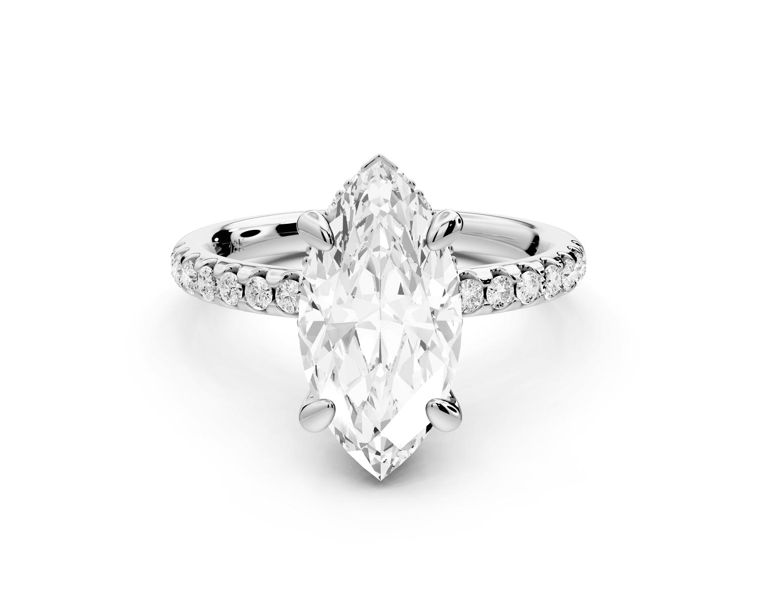 Arina - 2ct 14k white gold marquise Diamond with a wrap around halo and pavé engagement ring - Mr. Alex Jewelry