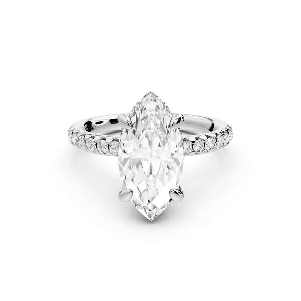 Arina - 2ct 14k white gold marquise Diamond with a wrap around halo and pavé engagement ring - Mr. Alex Jewelry
