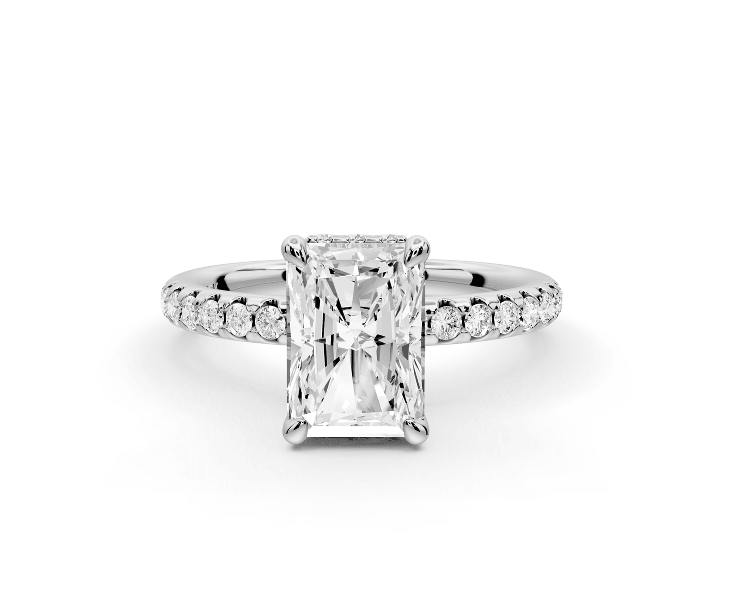 Arina - 2ct 14k white gold radiant Diamond with a wrap around halo and pavé engagement ring - Mr. Alex Jewelry