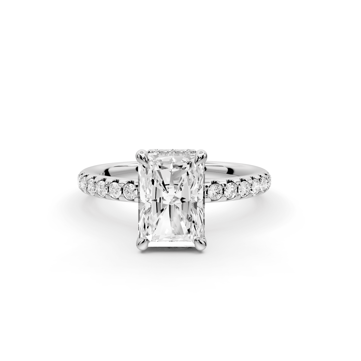 Arina - 2ct 14k white gold radiant Diamond with a wrap around halo and pavé engagement ring - Mr. Alex Jewelry
