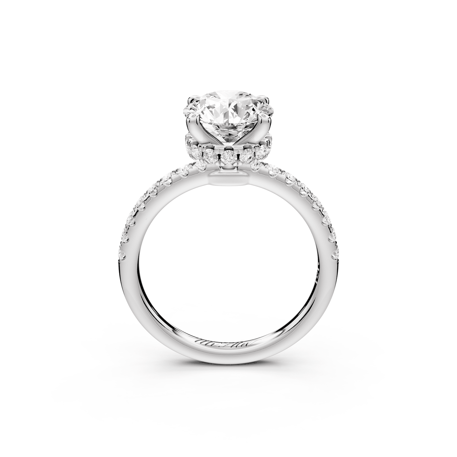 Arina - 2ct 14k white gold round Diamond with a wrap around halo and pavé engagment ring - Mr. Alex Jewelry