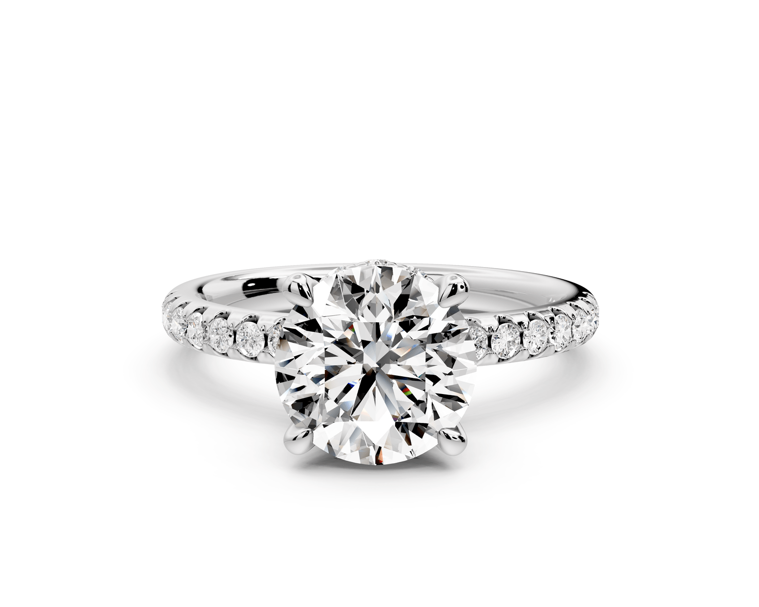 Arina - 2ct 14k white gold round Diamond with a wrap around halo and pavé engagment ring - Mr. Alex Jewelry