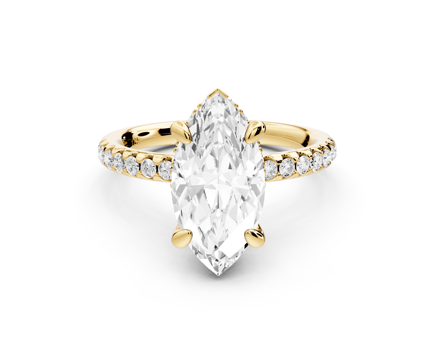Arina - 2ct 14k yellow gold marquise Diamond with a wrap around halo and pavé engagement ring - Mr. Alex Jewelry