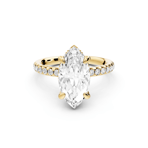Arina - 2ct 14k yellow gold marquise Diamond with a wrap around halo and pavé engagement ring - Mr. Alex Jewelry