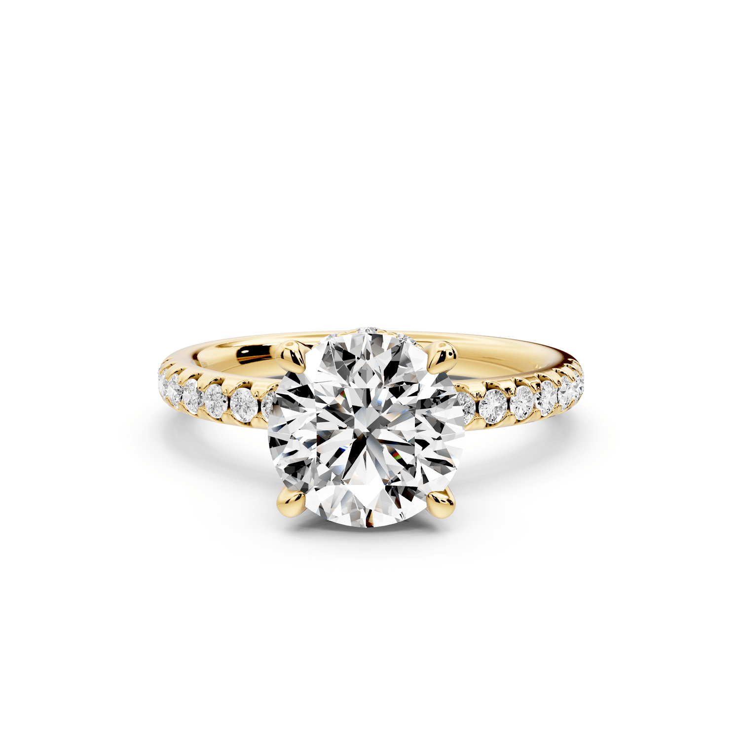 Arina - 2ct 14k yellow gold round Diamond with a wrap around halo and pavé engagment ring - Mr. Alex Jewelry