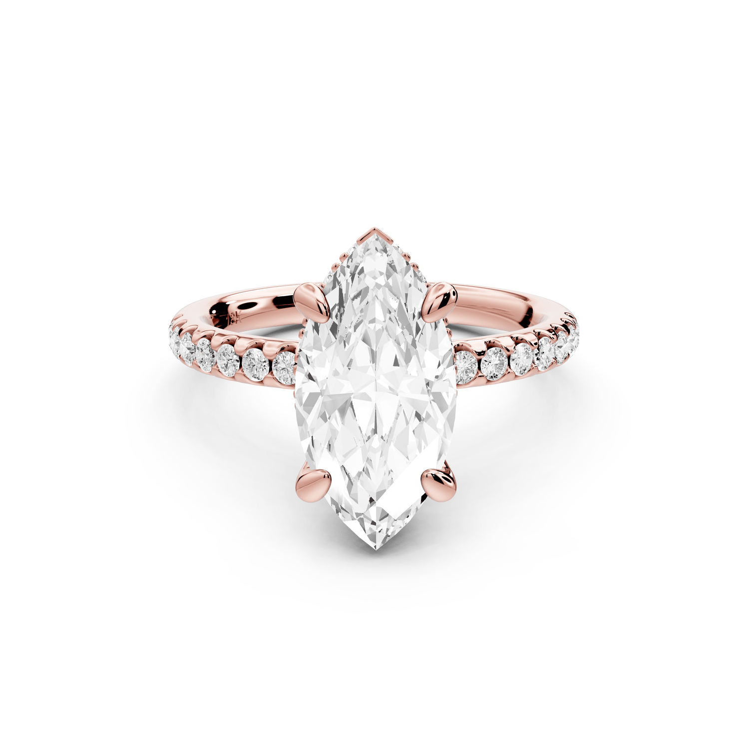 Arina - 2ct 18k rose gold marquise Diamond with a wrap around halo and pavé engagement ring - Mr. Alex Jewelry