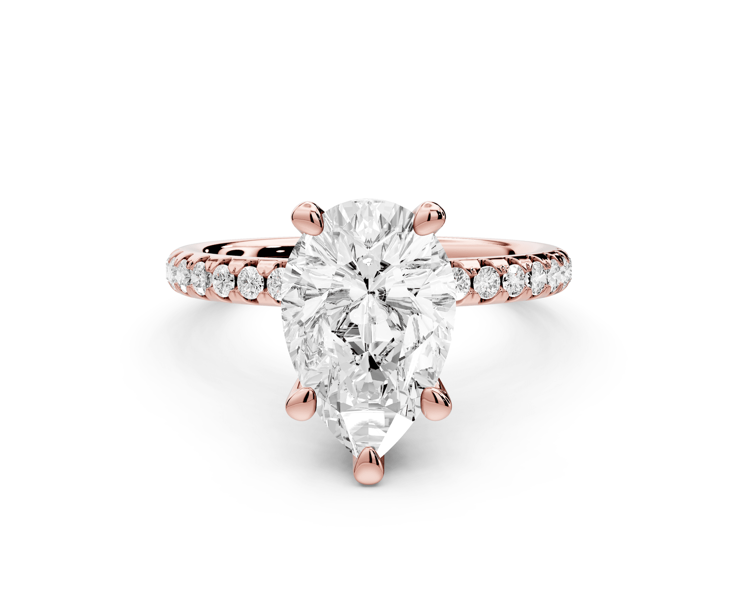 Arina - 2ct 18k rose gold pear Diamond with a wrap around halo and pavé Engagement ring - Mr. Alex Jewelry