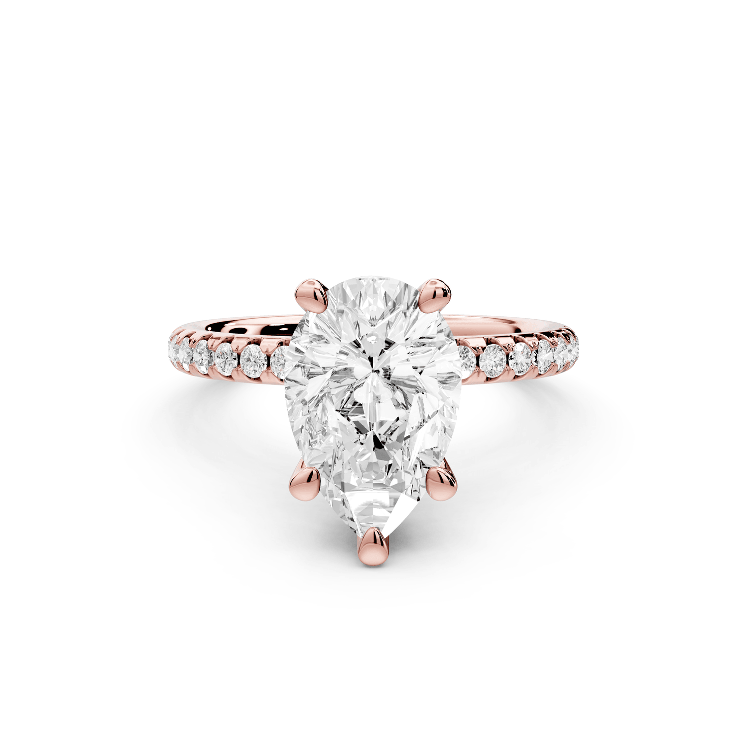 Arina - 2ct 18k rose gold pear Diamond with a wrap around halo and pavé Engagement ring - Mr. Alex Jewelry