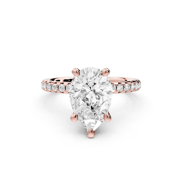 Arina - 2ct 18k rose gold pear Diamond with a wrap around halo and pavé Engagement ring - Mr. Alex Jewelry
