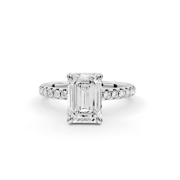 Arina - 2ct 18k white gold emerald Diamond with a wrap around halo and pavé Engagement ring - Mr. Alex Jewelry