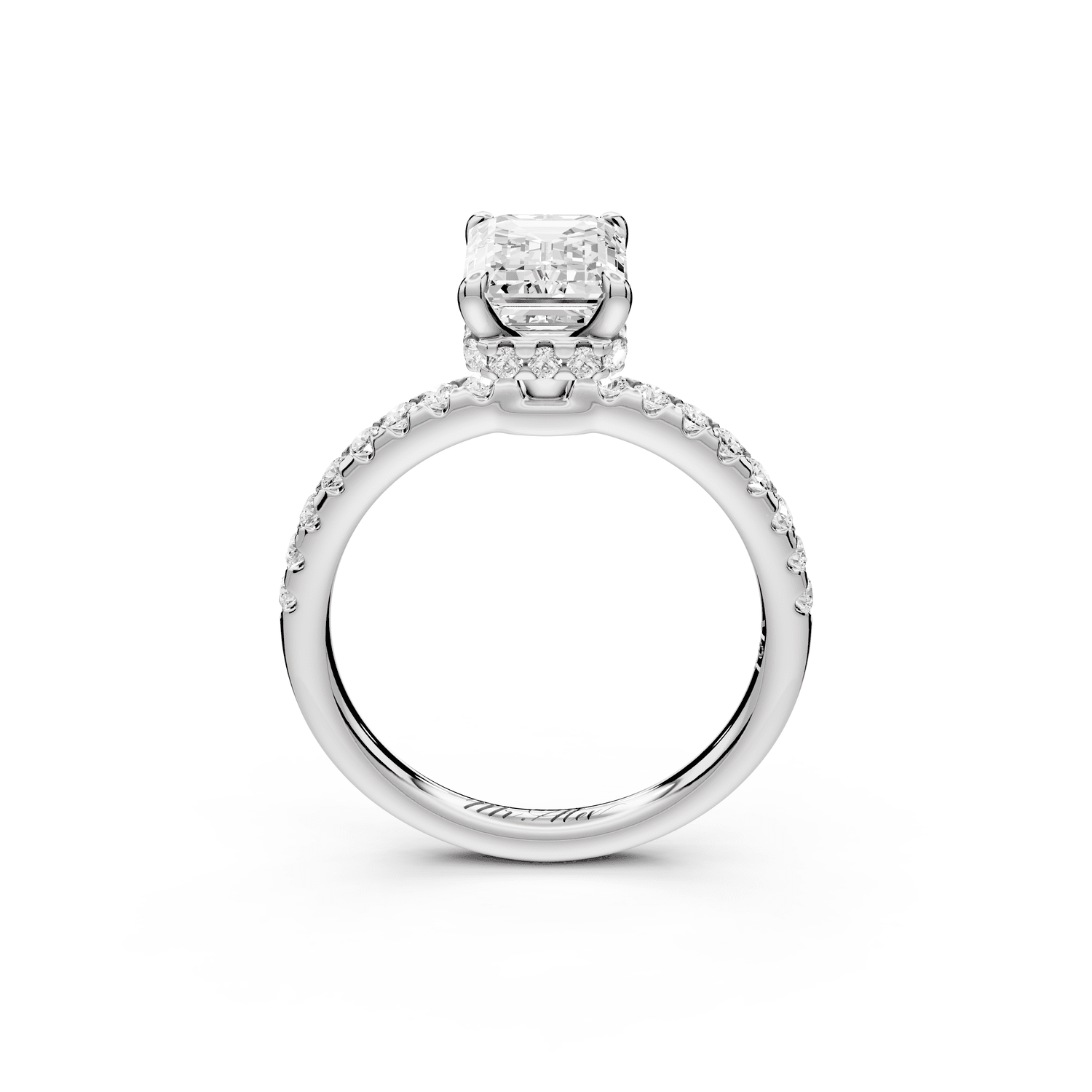 Arina - 2ct 18k white gold emerald Diamond with a wrap around halo and pavé Engagement ring - Mr. Alex Jewelry