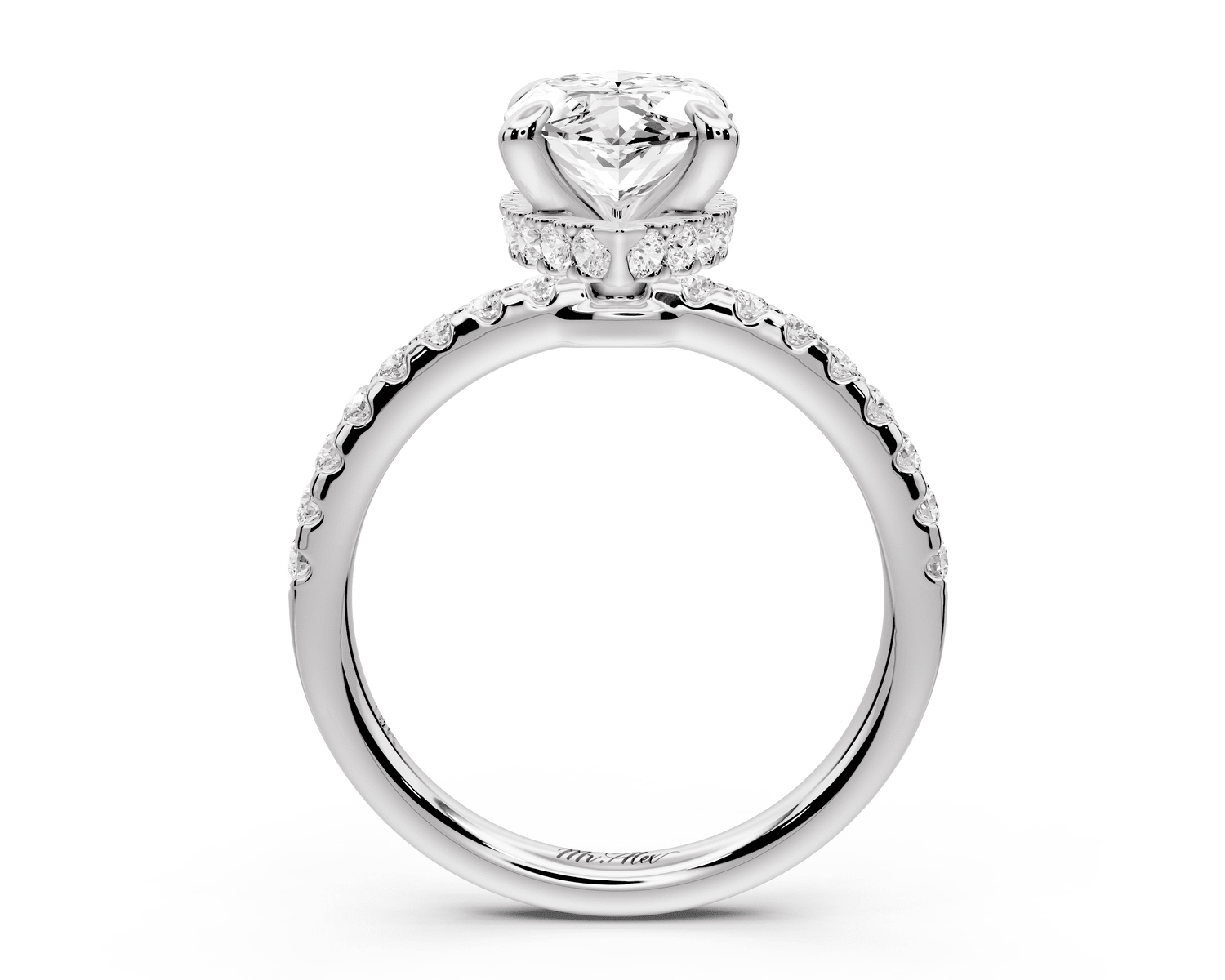 Arina - 2ct 18k white gold marquise Diamond with a wrap around halo and pavé engagement ring - Mr. Alex Jewelry