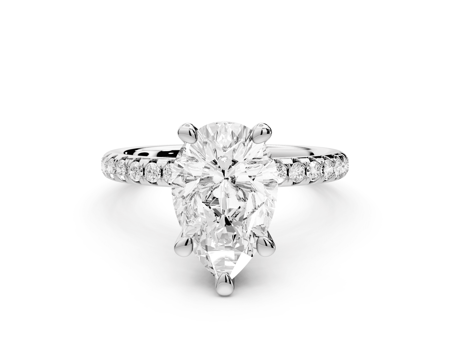 Arina - 2ct 18k white gold pear Diamond with a wrap around halo and pavé Engagement ring - Mr. Alex Jewelry