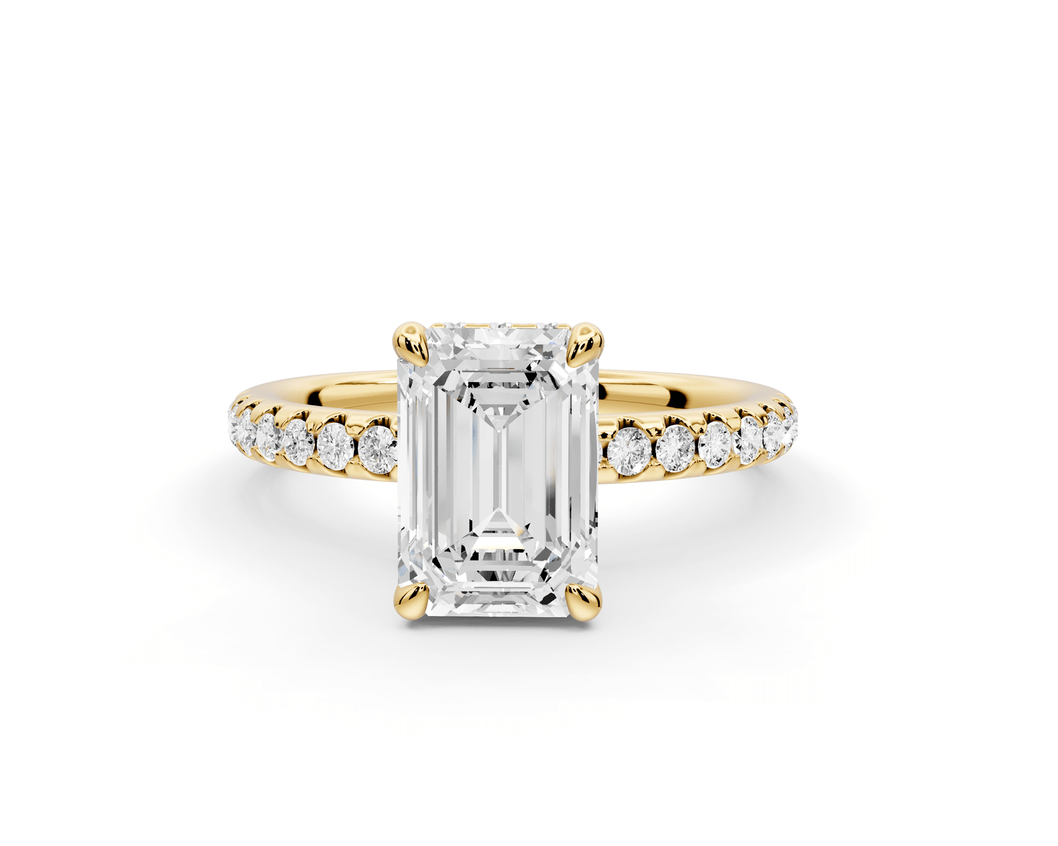 Arina - 2ct 18k yellow gold emerald Diamond with a wrap around halo and pavé Engagement ring - Mr. Alex Jewelry