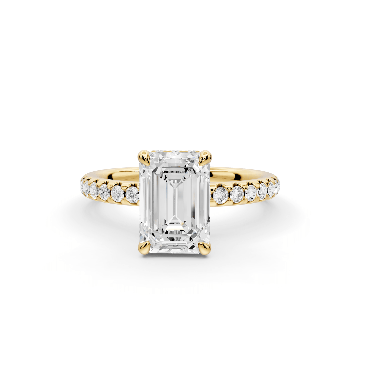 Arina - 2ct 18k yellow gold emerald Diamond with a wrap around halo and pavé Engagement ring - Mr. Alex Jewelry