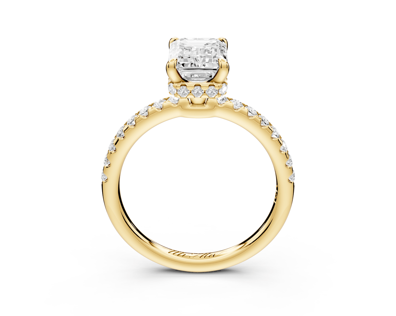 Arina - 2ct 18k yellow gold emerald Diamond with a wrap around halo and pavé Engagement ring - Mr. Alex Jewelry