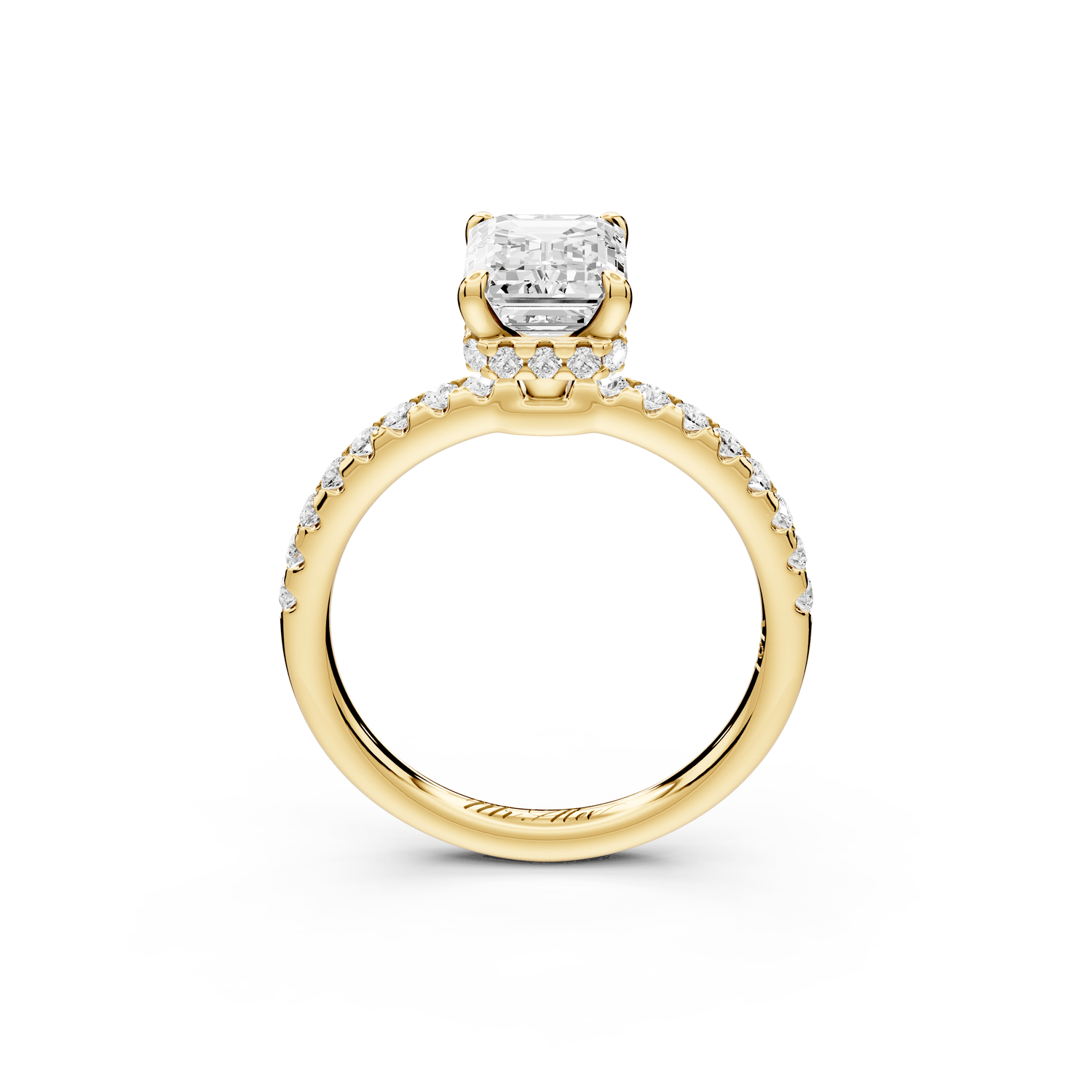Arina - 2ct 18k yellow gold emerald Diamond with a wrap around halo and pavé Engagement ring - Mr. Alex Jewelry