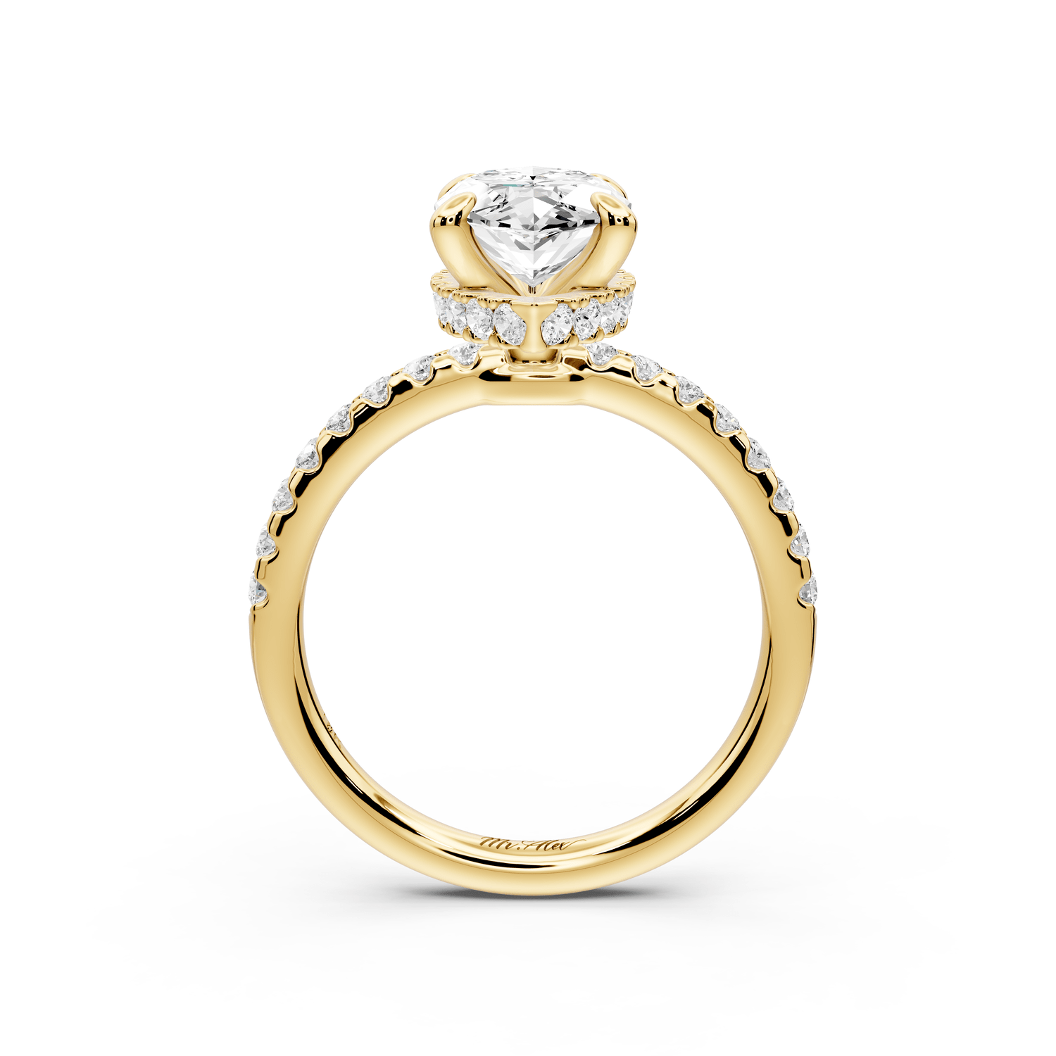 Arina - 2ct 18k yellow gold marquise Diamond with a wrap around halo and pavé engagement ring - Mr. Alex Jewelry
