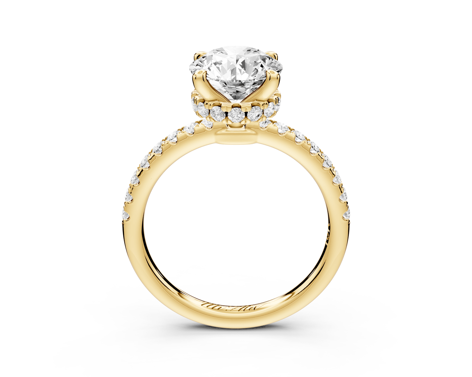 Arina - 2ct 18k yellow gold round Diamond with a wrap around halo and pavé engagment ring - Mr. Alex Jewelry
