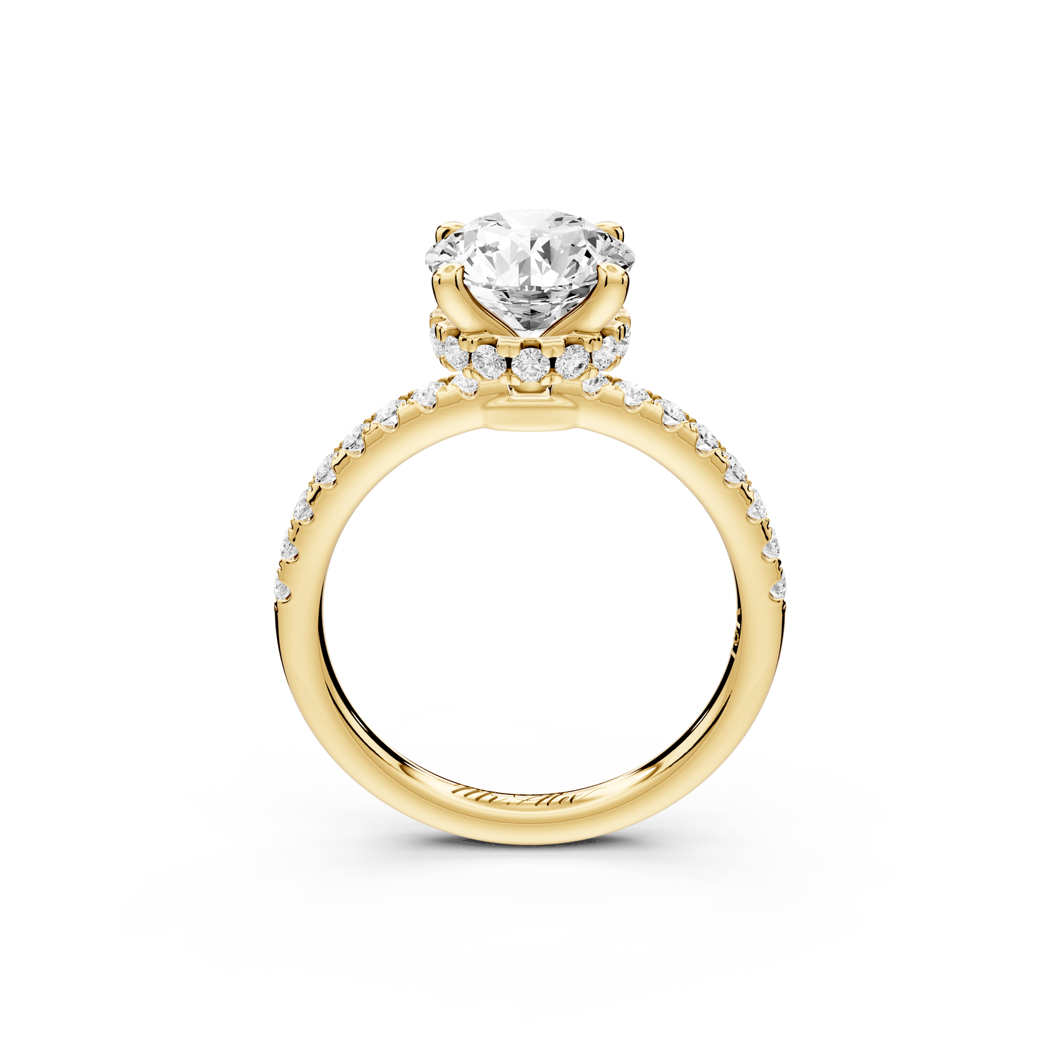 Arina - 2ct 18k yellow gold round Diamond with a wrap around halo and pavé engagment ring - Mr. Alex Jewelry