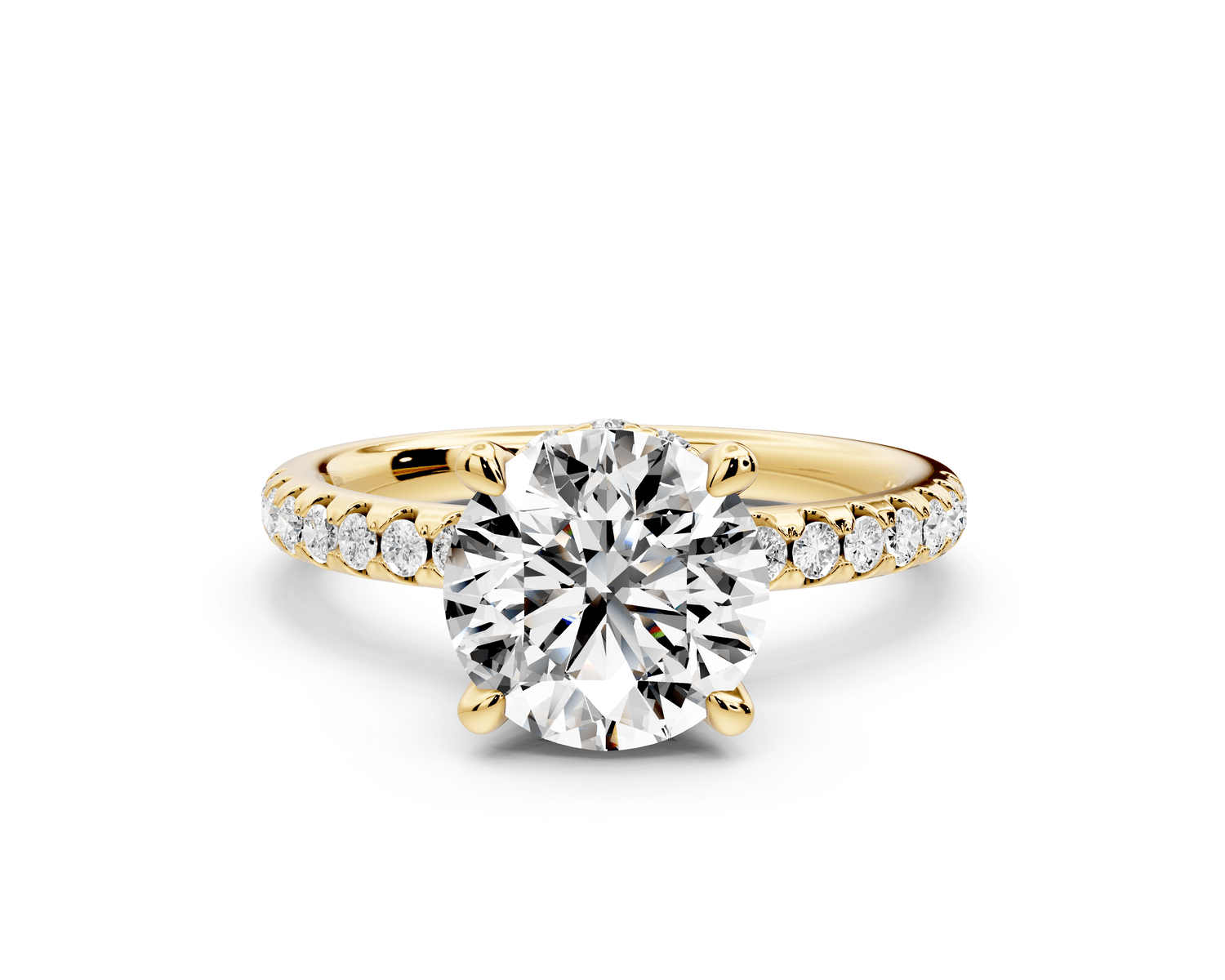 Arina - 2ct 18k yellow gold round Diamond with a wrap around halo and pavé engagment ring - Mr. Alex Jewelry