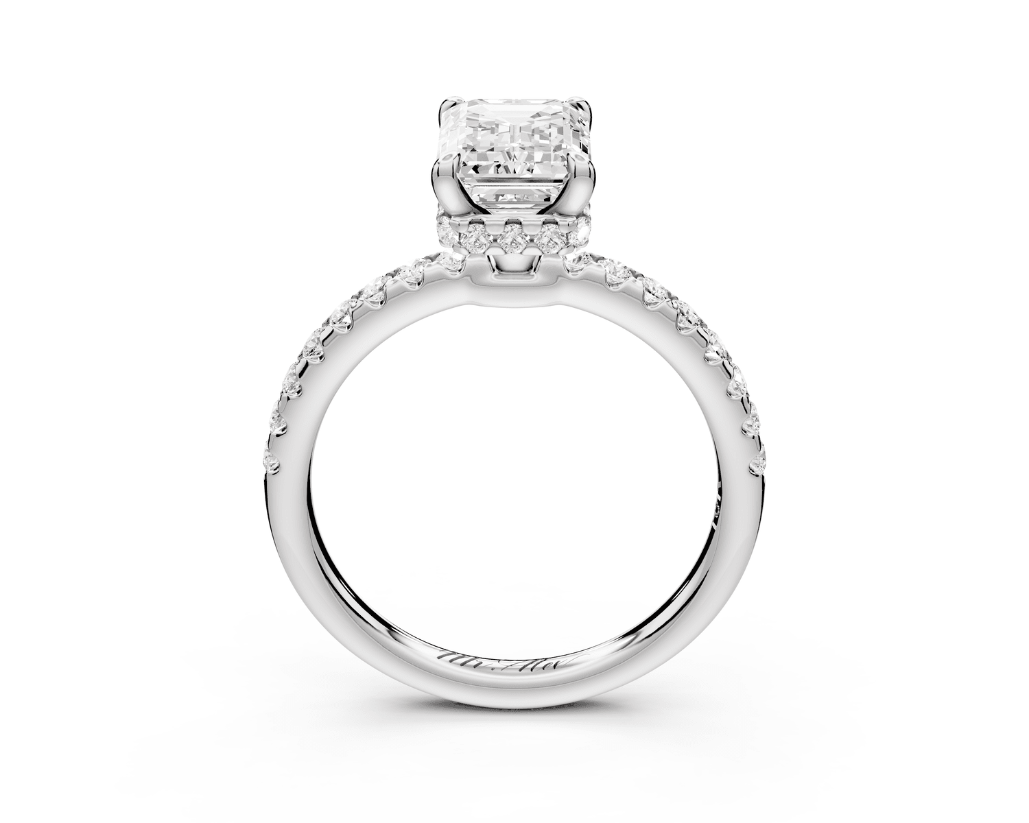Arina - 2ct platinum emerald Diamond with a wrap around halo and pavé Engagement ring - Mr. Alex Jewelry
