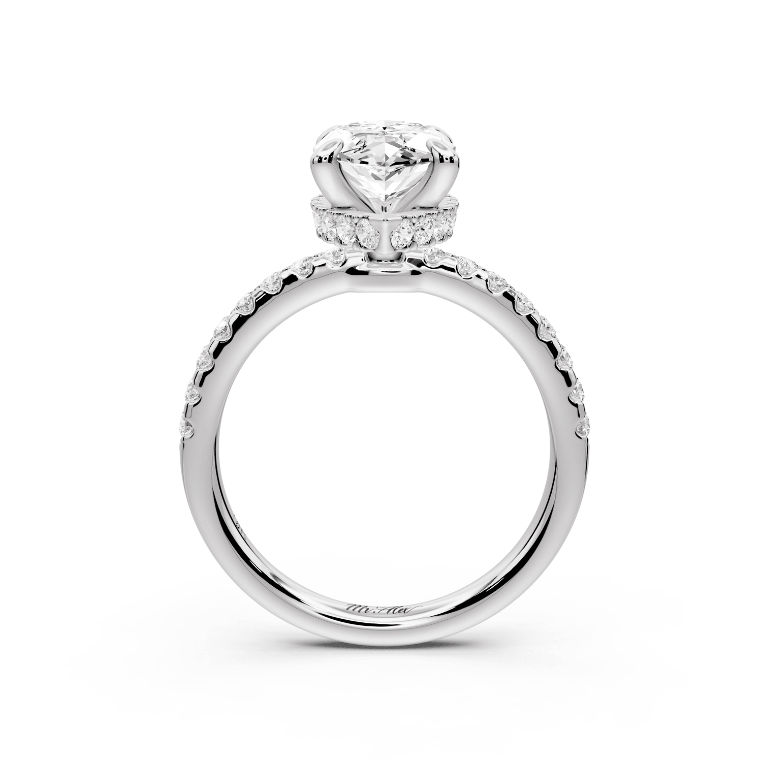 Arina - 2ct platinum marquise Diamond with a wrap around halo and pavé engagement ring - Mr. Alex Jewelry