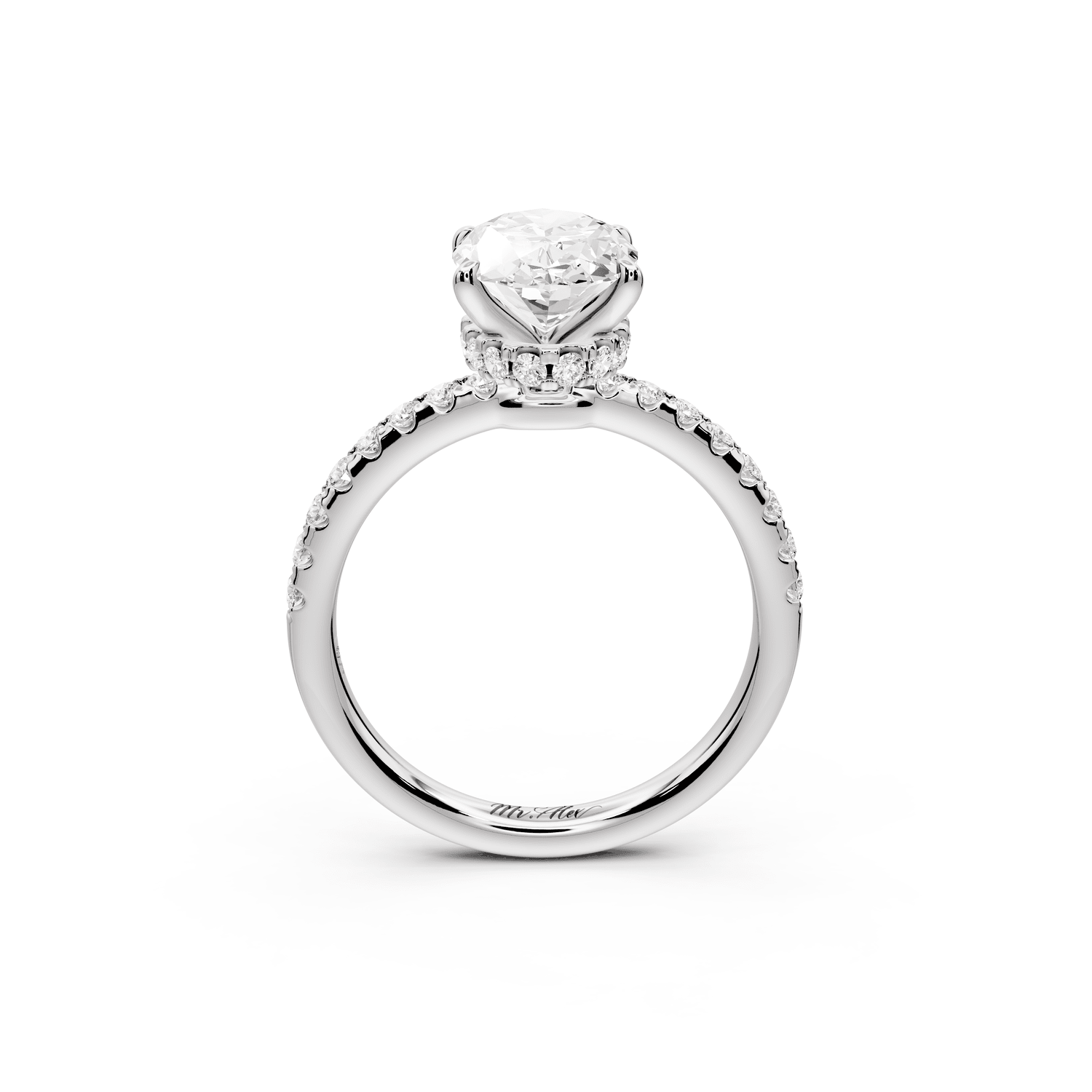 Arina - 2ct platinum oval Diamond with a wrap around halo and pavé Engagement ring - Mr. Alex Jewelry