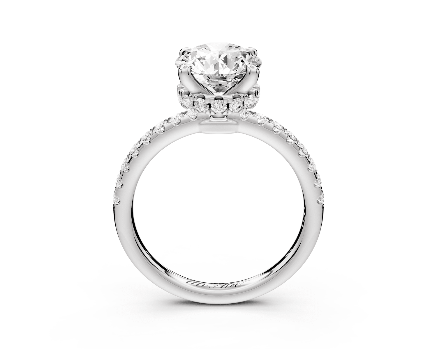 Arina - 2ct platinum round Diamond with a wrap around halo and pavé engagment ring - Mr. Alex Jewelry