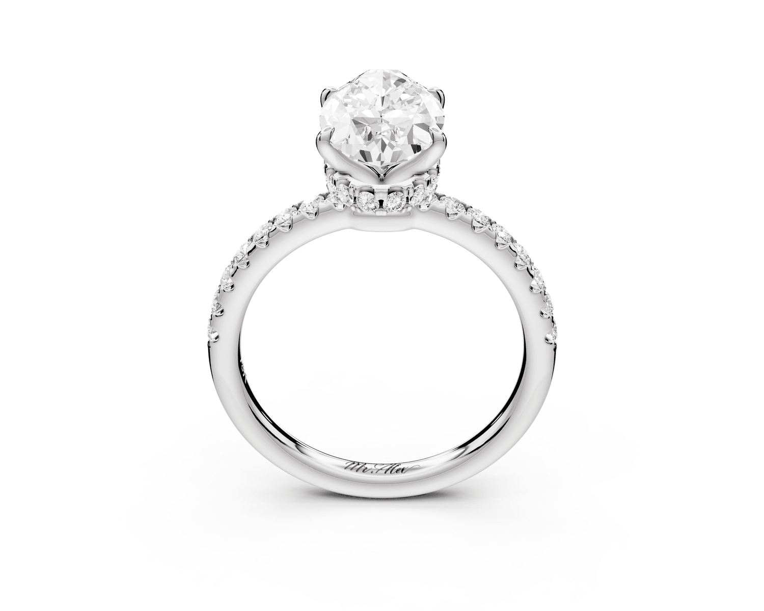 Arina - 3ct 14k white gold marquise Diamond with a wrap around halo and pavé engagement ring - Mr. Alex Jewelry