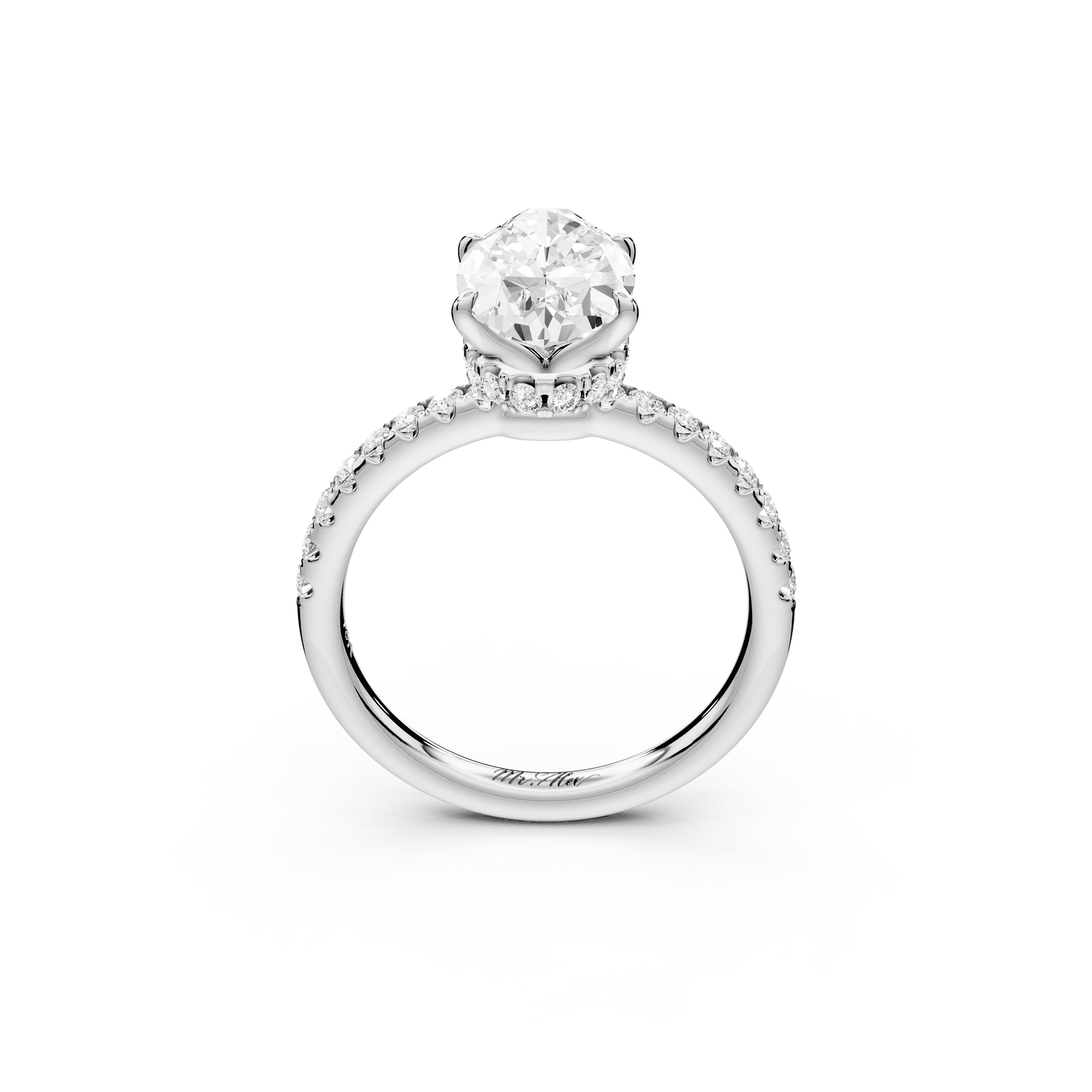 Arina - 3ct 14k white gold marquise Diamond with a wrap around halo and pavé engagement ring - Mr. Alex Jewelry