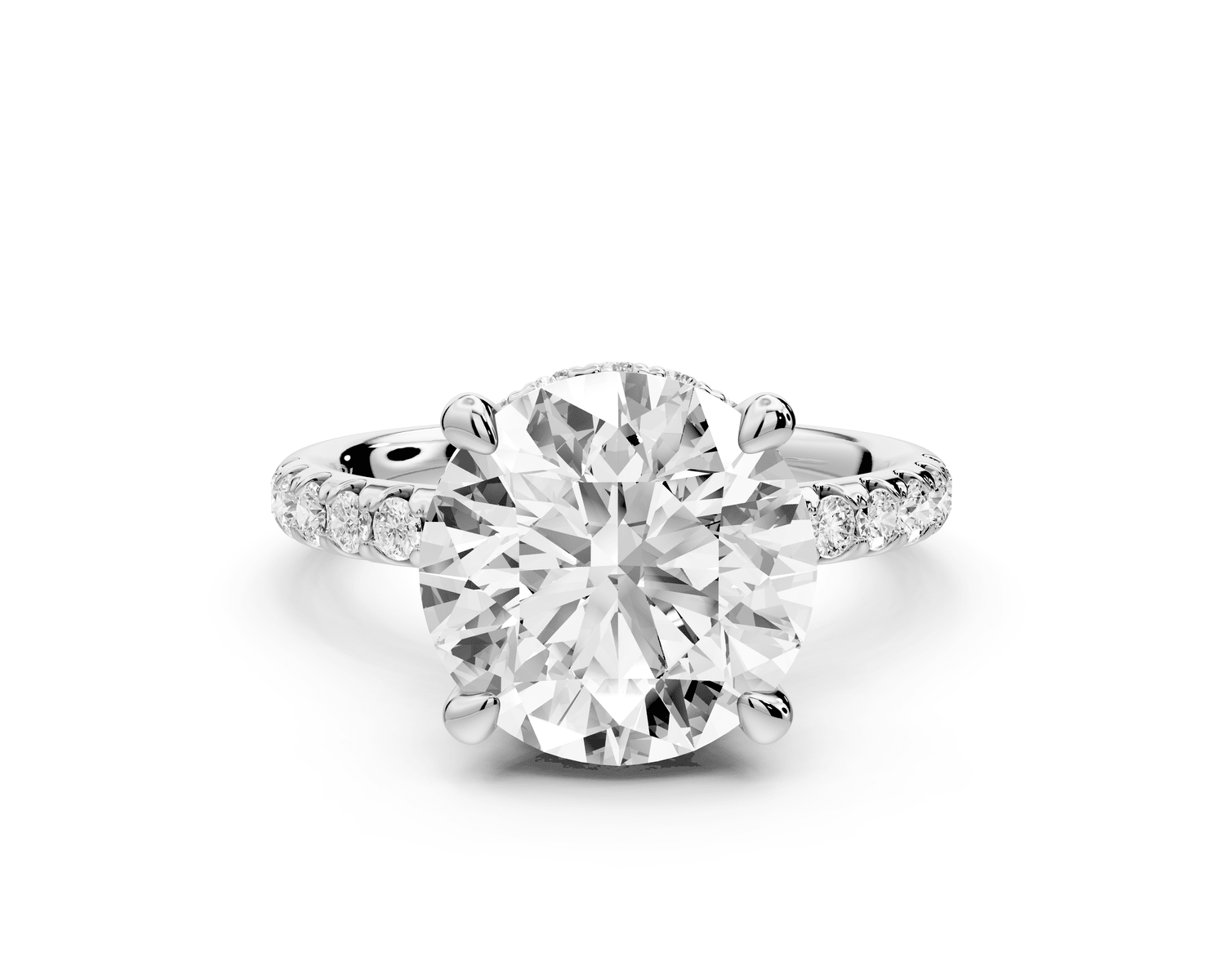 Arina - 3ct 14k white gold round Diamond with a wrap around halo and pavé engagment ring - Mr. Alex Jewelry