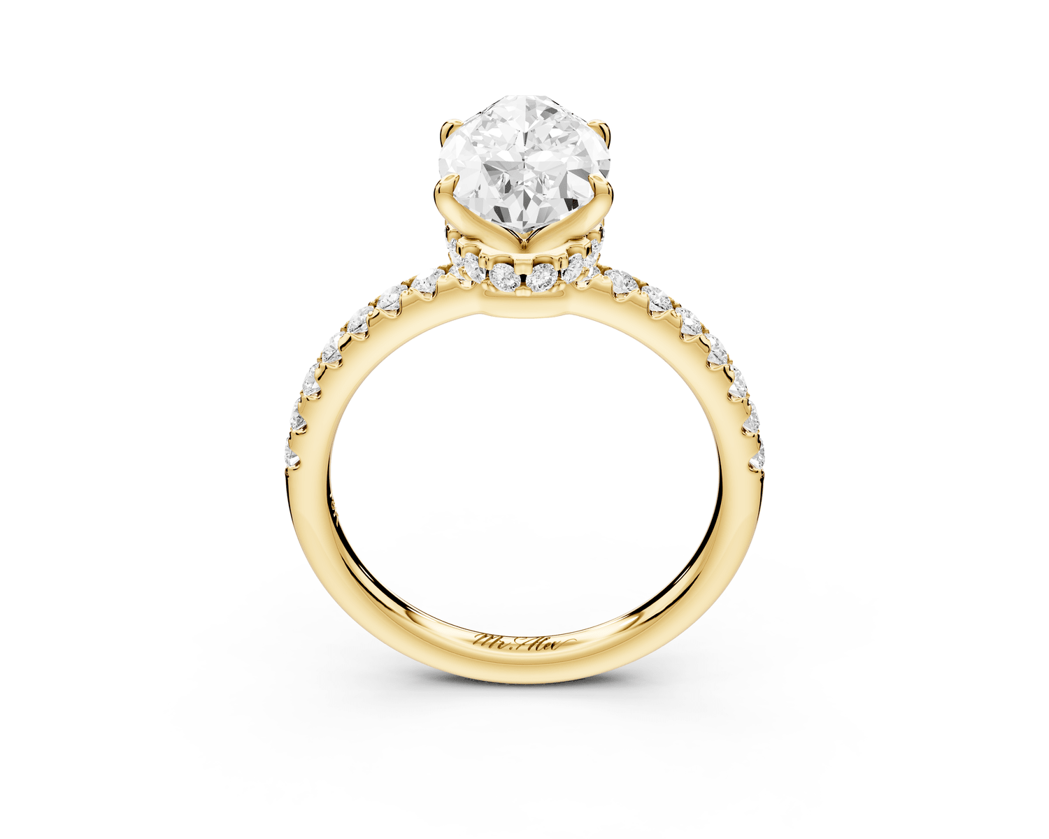 Arina - 3ct 14k yellow gold marquise Diamond with a wrap around halo and pavé engagement ring - Mr. Alex Jewelry